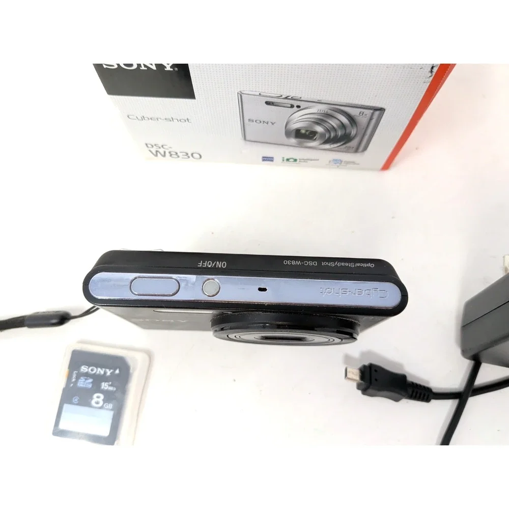 Sony Cybershot DSC-W830 20.1MP Compact Digital Camera Silver - Tested box sd 8gb